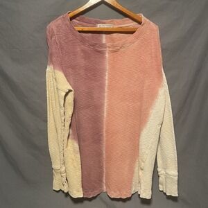 We The Free Rib Knit Pullover Oversized Ombre Colorblock top size XS